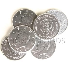 Silver Milk Chocolate Coins, 1 lb. bag, 91 coins