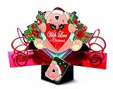 RUSS With love at Christmas Bear Pop-Up Greeting Card & Envelope, The Original Pop Ups by Second Nature, 6-3/4 by 9-1/4-Inch