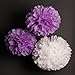 (12pcs) Purple Lavender White Mixed Size Tissue Paper Pom Poms Lanterns Decorations