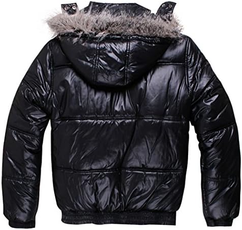 SPORTICA Men's Fashion Puffer Jacket With Detachable Hood Mid-weight Black M (Tag)