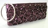 Purple Pu w/Rhinestone Evening Bag,Elegant Lady Evening Party Bag with Both Convenient Long Shoulder Chain &