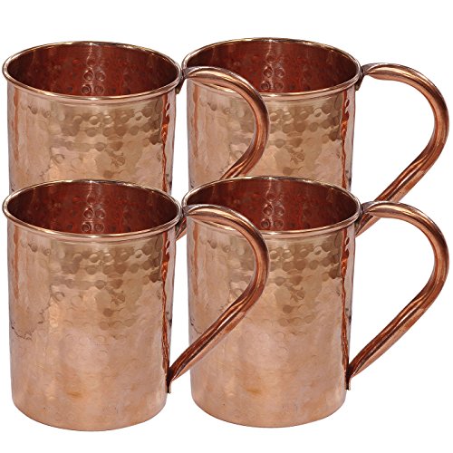 DakshCraft ® Drinkware Accessories Hammered Copper Moscow Mule Mug,Set of 4