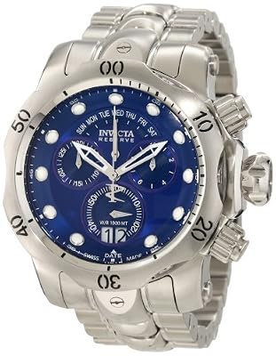 Invicta Men's 1538 Reserve Venom Chronograph Blue Dial Stainless Steel Watch from Invicta