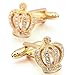 INBLUE Men's Rhodium Plated Cufflinks CZ Gold Tone Crown Cross Shirt Wedding Vintage Unique