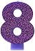 Amscan Birthday Celebration, Numeral #8 Glitter Candle, Party Supplies, Purple, 3 1/4
