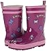 Kidorable Purple Butterfly Natural Rubber Rain Boots w/Pull On Heel Tab
