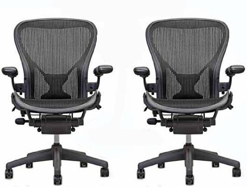 TWO - Herman Miller Aeron Chair Medium Size (B) PostureFit Support Graphite Classic Carbon Pellicle On Sale