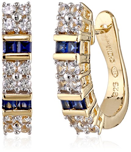 18k Yellow Gold Over Sterling Silver Created Gemstone Hoop Earrings