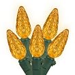 Set of 70 Yellow LED C6 Christmas Lights - Green Wire