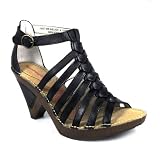 Hush Puppies Shelagh Womens Leather Sandals Ladies Cage Heel - Black
