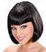 Perücke schwarz 80er kurz glatt Pagenfrisur Schlagerparty peluca parrucca wig