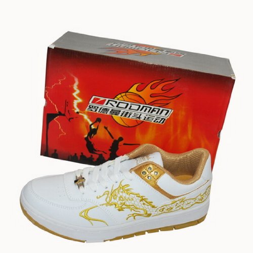 NBA Mens Premium And Durable Dennis Rodman White Lace-up Casual Athletic Sports Shoes / Sneakers (Size: 8.5)