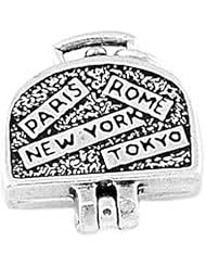 Sterling Silver Three Dimensional Travel Suitcase Charm