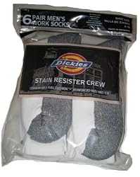 Dickies Stain Resister Crew Work Socks 6 Pair (M 6-12)