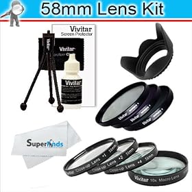 Accessory Kit 58mm Lens Bundle Includes 3pc High Res. Multi Coated Filter Kit + Lens Hood + 4 Pc. Close-up Filter Set Includes +1 +2 +4 +10 + More For Canon EOS Rebel T4i, XTI XSI T1I T2i T3i T3 T1 40D 50D 60D That Use Canon Lenses (18-55mm, 75-300mm, 50mm 1.4, 55-200mm)