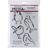 Ranger Dina Wakley Media Cling Stamps, 6 by 9-Inch, Scribbly Birds