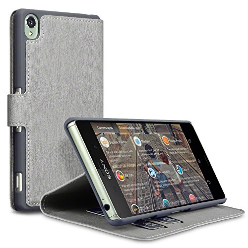 Sony Xperia Z3 Case, Terrapin [Stand Feature] [Ultra Low Profile] Sony Xperia Z3 Case Wallet [Grey] Premium Wallet Case with STAND Flip Cover for Sony Xperia Z3 - Grey