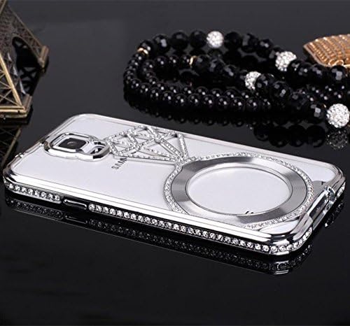 NewMall Galaxy S5 Case, Deluxe Stars Luxury Diamond Crystal Rhinestone Bling Metal Frame Bumper Case for Samsung Galaxy S5 I9600 (Silver)