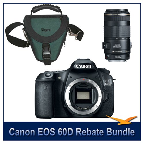reviews Canon EOS 60D 18 Megapixel SLR Digital Camera w/ 0 Instant Rebate Bundle. Includes Canon's EF 70-300mm F/4-5.6 IS USM Lens w/ Canon USA Warranty Included & Deluxe SLR Holster Case. Save Up To 500.00 w/ Canon Printer Rebate.