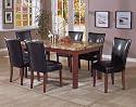 7PCS Granite Top Dining Table & 6 Black Parson Chairs Set