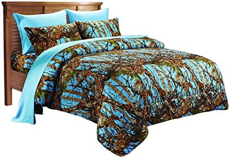 THE WOODS Premium Microfiber CAMO Sheet Set (Blue, King)