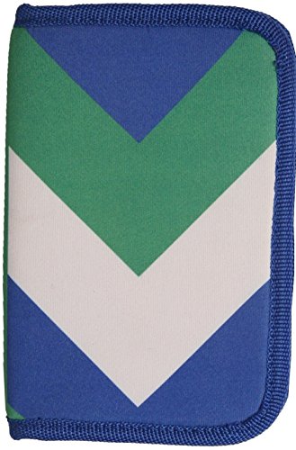 ORB Travel RFID Passport Holder Travel Wallet-WP532-Chevron-Blue/Green/White-Zippered Credit Debit Card Travel Document Organizer Wallet Case