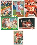 Joe Montana 6 Card Gift Lot Containing His 2010 Topps Anniversary Rookie Reprint 4 Different 1991 Upper Deck Football Cards, Plus the 1989 Score All Pro, 1989 Pro Set and 1990 Score Mint Condition Cards of This San Francisco 49ers Hall of Famer.