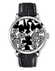 SPRAWL Aanalog Fashion Series Silver Ladies Watches of Genuine Black Leather Strap,Unique Wrist Watch for Women Girls Designed with Black irregular shapes