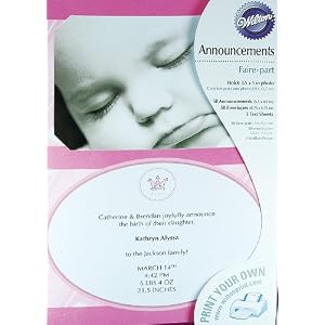 Wilton-Pink-Little-Princess-Baby-Girl-Birth-Announcements-50-Sets