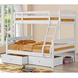 Walker Edison Solid Wood Bunkbed Twin-Double with Drawers (White) BWTODWH-DR