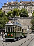 Vintage Trams, Place De Neuve, Geneva, Switzerland, Europe Premium Photographic Poster Print by Richardson Peter, 30x40