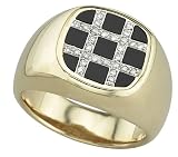 14K Yellow Gold Man's Onyx and Diamond Ring