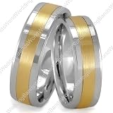 14K Gold Two Tone His and Her Wedding Bands Set, 7 mm Wide,