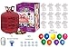 Helium Tank with 50 Balloons and White Ribbon + 12 White Balloon Weights + 10 Flower Clips - Plus Balloon Tying Tool
