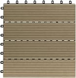 WPC (Bambusholz/Kunststoff-Gemisch) Terrassenfliesen 10er-Set (ca. 0,9 m2), 30x30cm, Farbe Teak, wetterfest, leicht verlegbar