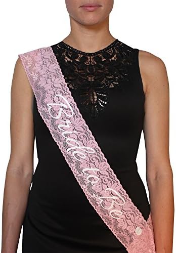 "Bride to Be" Lace Bachelorette Sash, Bridal Shower Party Favors Gifts Decorations Supplies (Pink Lace)