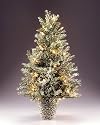 24" Artificial Pre-Lit Snowy Arborvitae Potted Tree with 35 Lights