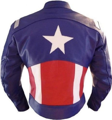 TRENDY OUTFITTERS Men's Captain America Leather Jacket X-Large Red, White, Blue, Grey