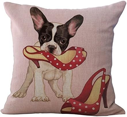 FairyPark Pillow Case Dog Cushion Cover Animal Cotton Linen Benroom Sofa Red Warm Home Decoartive Theow Pillow Cover Cojines Perfect Pillow Cover