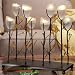 Kitchen & Housewares : Metal and Glass Table Tealight Stand with Frosted Shades and Flickering LED Tealights