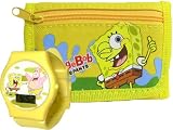 Fun Spongebob Yellow Wallet and LCD Watch for Kids