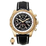 Breitling Bentley Motors Mens Automatic Watch Chronograph 18K Rose Gold Black Dial on Black Leather... by Breitling