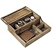 MyGift Rustic Brown Burnt Wood Tabletop Watch Case & Dresser Valet Tray