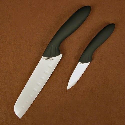 Stone River 2-Piece Santoku/Parer with White Ceramic Blade