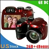 GE Power Pro X5-WH 14 MP with 15 x Optical Zoom Digital Camera(red)+2GB SD Card + Camera Bag(M) + Table Tripod + 3 pieces Cleaning Kit + SD Card Reader