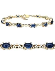 8.40 Carat Genuine Blue Sapphire 14K Gold Plated Sterling Silver Bracelet