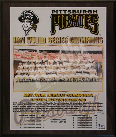 Pittsburgh Pirates Large Healy Plaque - 1971 World Series Champs