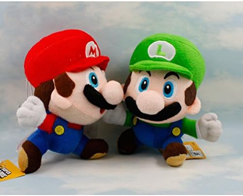 Super Mario Bros Plush Mario &amp; Luigi Doll 2pcs Cute Soft Stuffed Plush Toy Anime Collection Birthday Gifts 6.7 Inch/17cm Tall