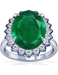 Platinum Oval Cut Emerald Ring With Sidestones (GIA Certificate)