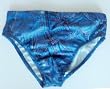 Mens Bikini Brief with Adjustable Elastic Drawstring Waist Mesh Lined. Denim Patch Print in Sizes 30-38